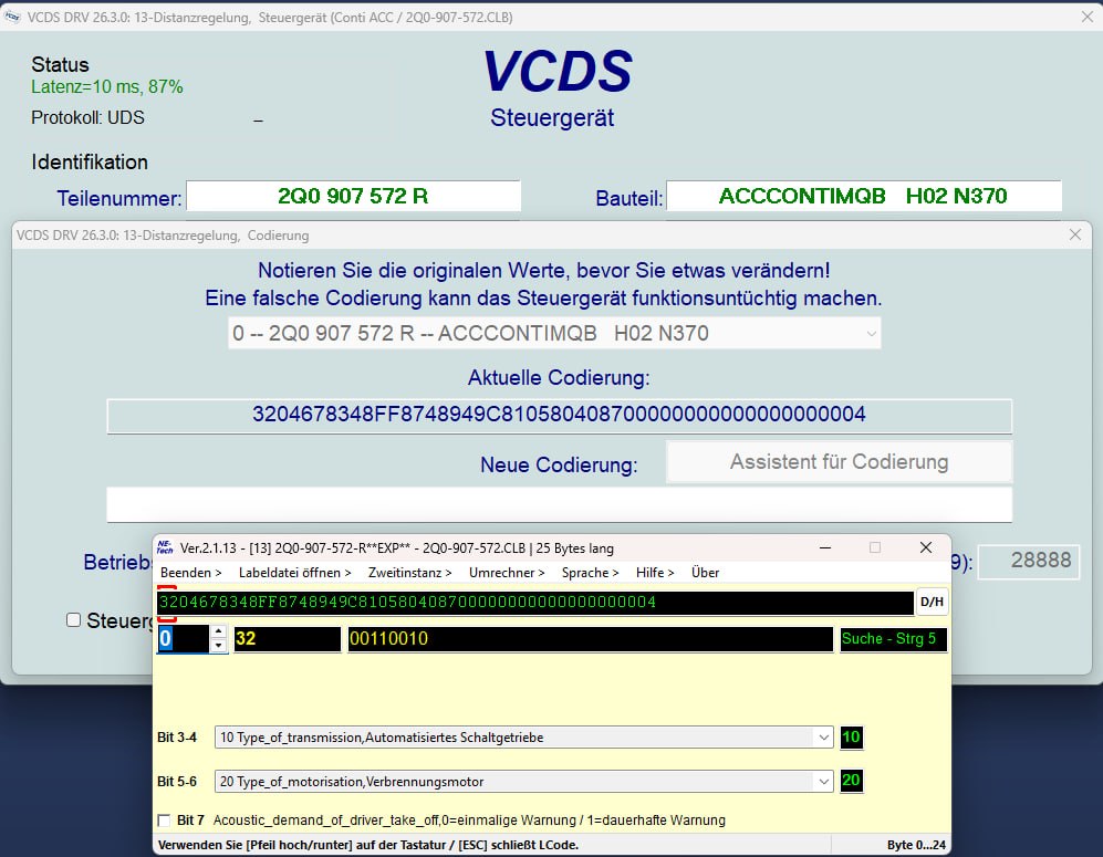 VCDS — long coding with bit-level editor