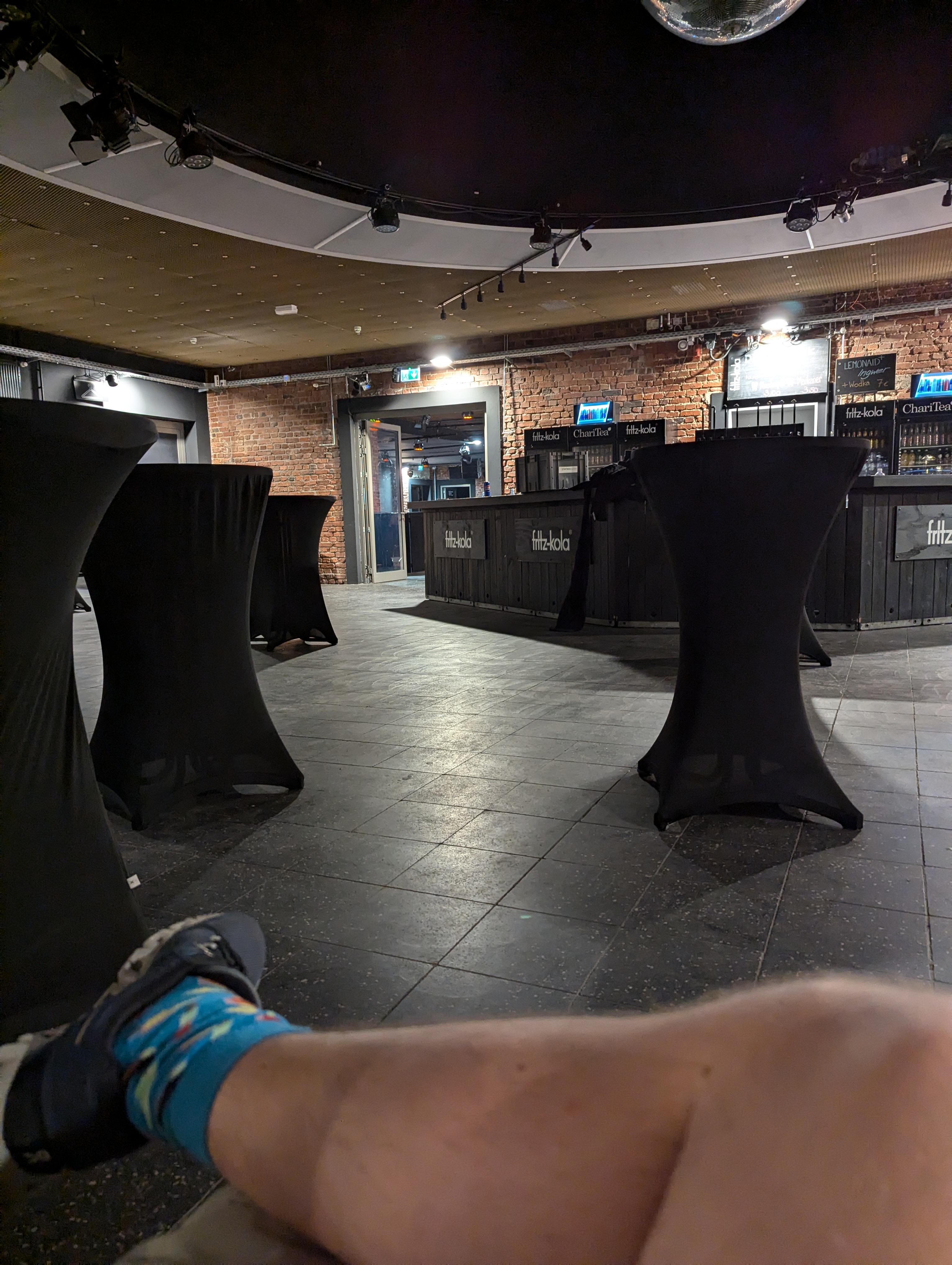 The Rotunde the evening before doors open — standing tables set up, venue empty