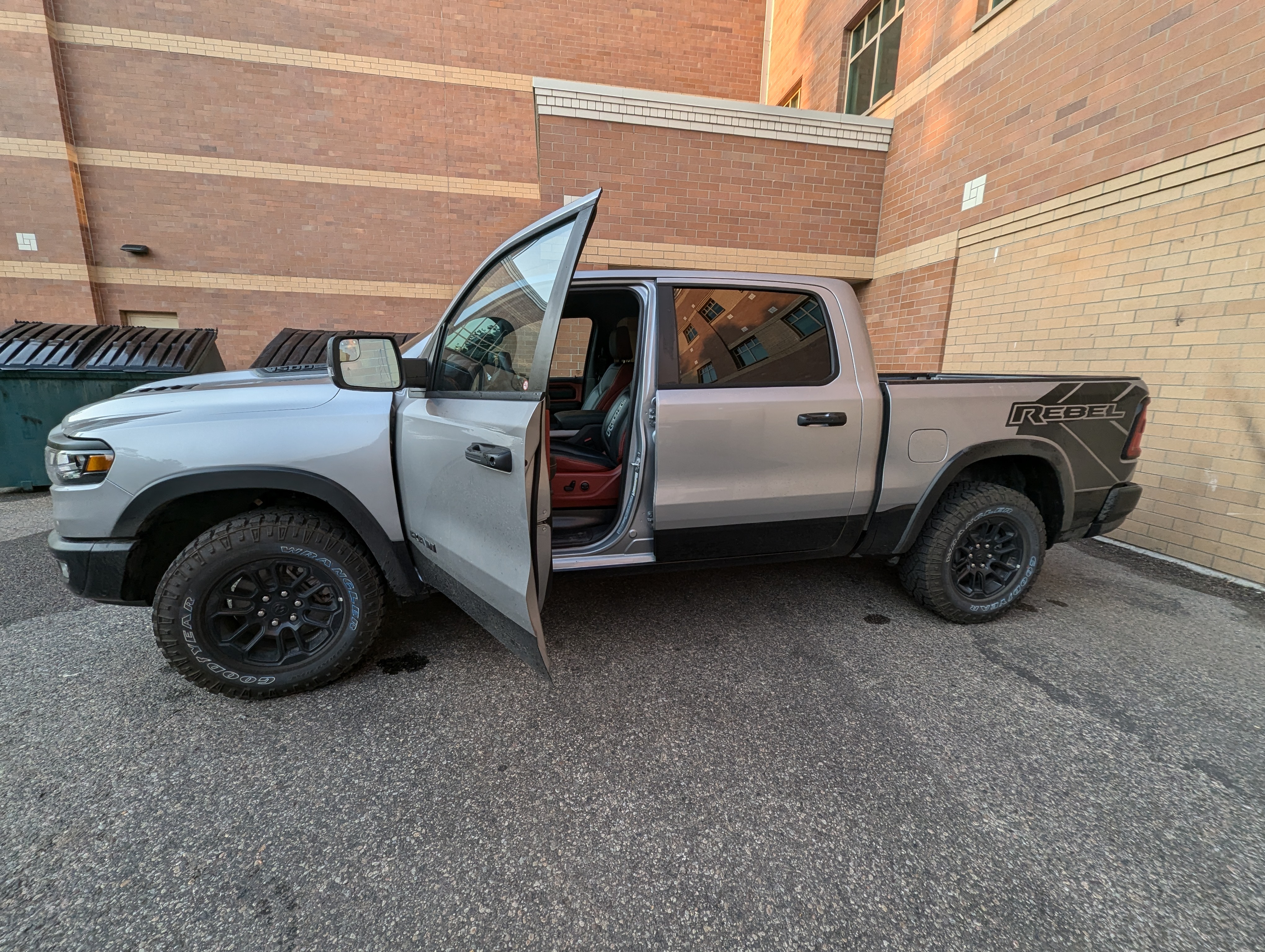 The rented Ram Rebel — transport for the deployment equipment