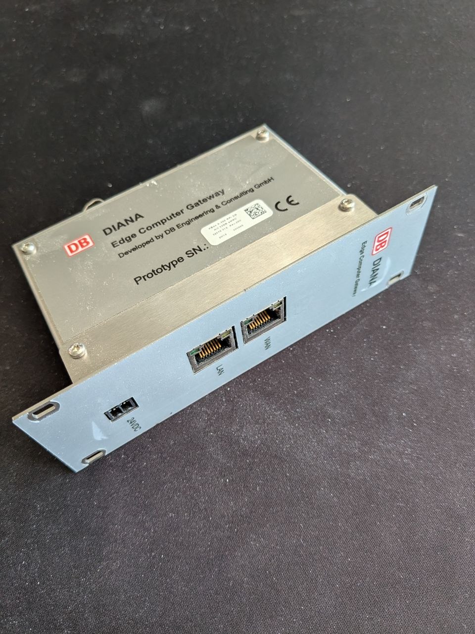 DIANA Edge Computer Gateway — DB-branded prototype of the rack-mount edge compute unit developed alongside the PowerSense to aggregate and forward sensor data.