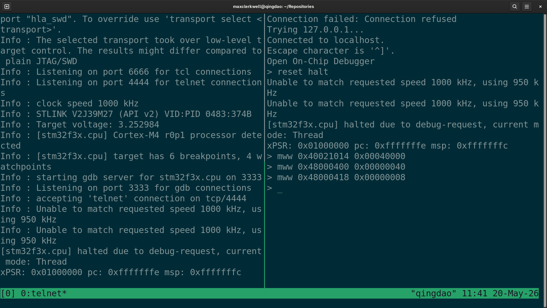 Telnet session screenshot